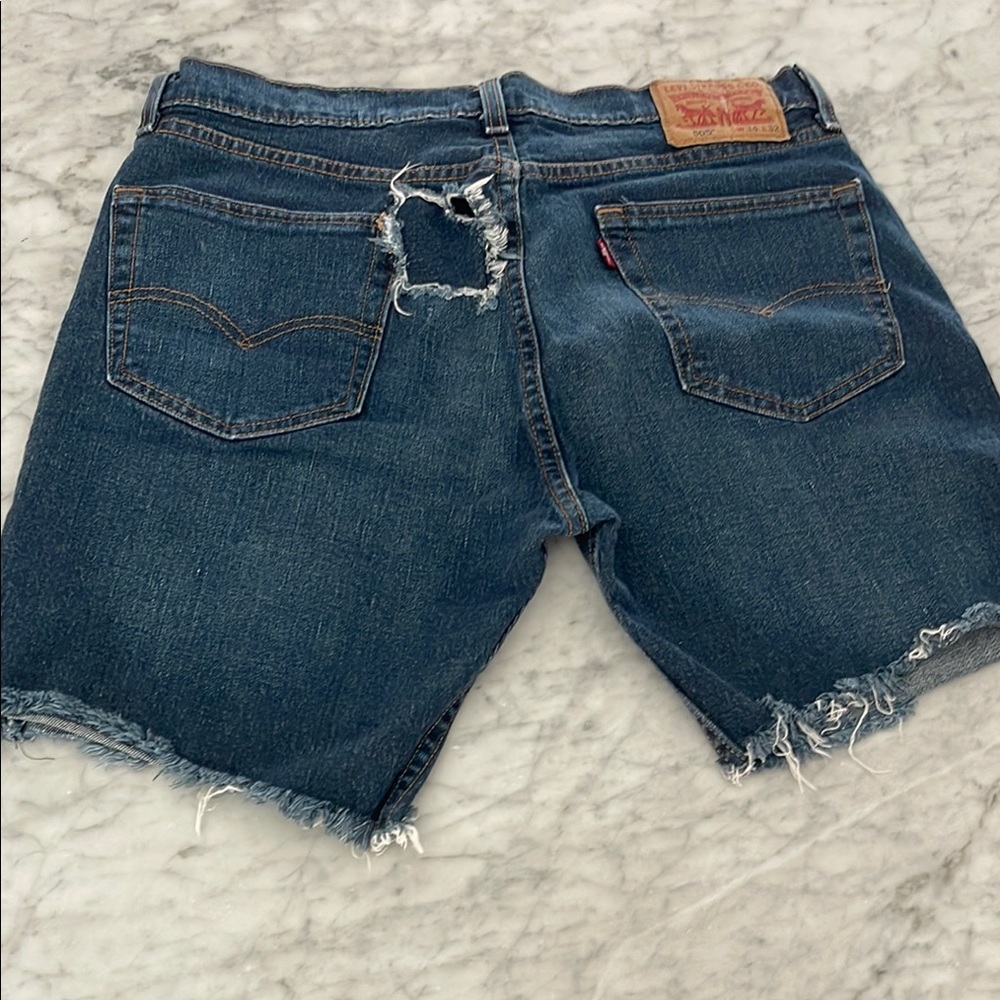 Levi's 505 Blue Jean Shorts with Raw Hem 34” waist